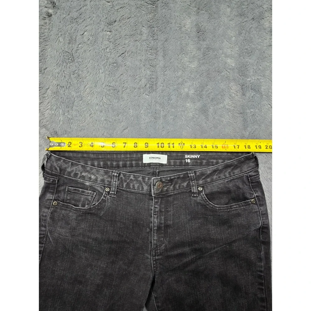 Sonoma Goods For Life Womens Skinny Jeans Faded Black Denim Size 16